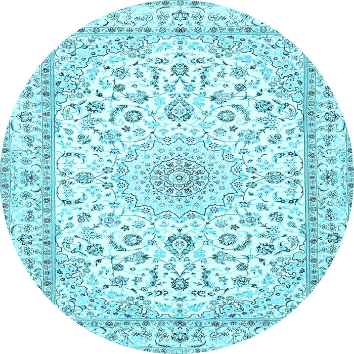 Round Machine Washable Persian Light Blue Traditional Rug, wshtr4581lblu