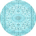 Round Machine Washable Persian Light Blue Traditional Rug, wshtr4581lblu