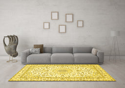 Machine Washable Persian Yellow Traditional Rug in a Living Room, wshtr4581yw