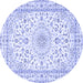 Round Persian Blue Traditional Rug, tr4581blu