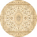 Round Persian Brown Traditional Rug, tr4581brn