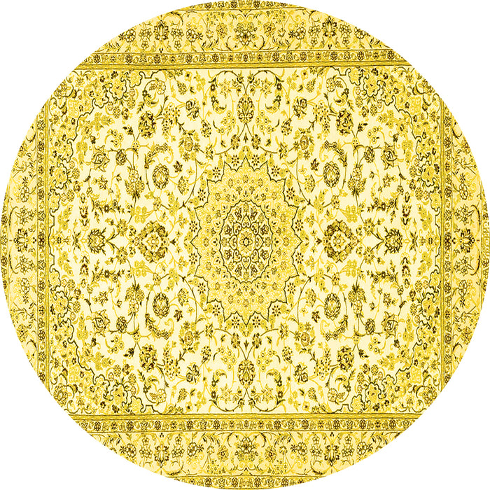 Round Persian Yellow Traditional Rug, tr4581yw
