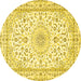 Round Persian Yellow Traditional Rug, tr4581yw