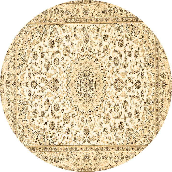 Round Machine Washable Persian Brown Traditional Rug, wshtr4581brn