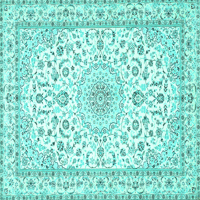 Square Machine Washable Persian Turquoise Traditional Area Rugs, wshtr4581turq
