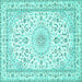 Square Machine Washable Persian Turquoise Traditional Area Rugs, wshtr4581turq