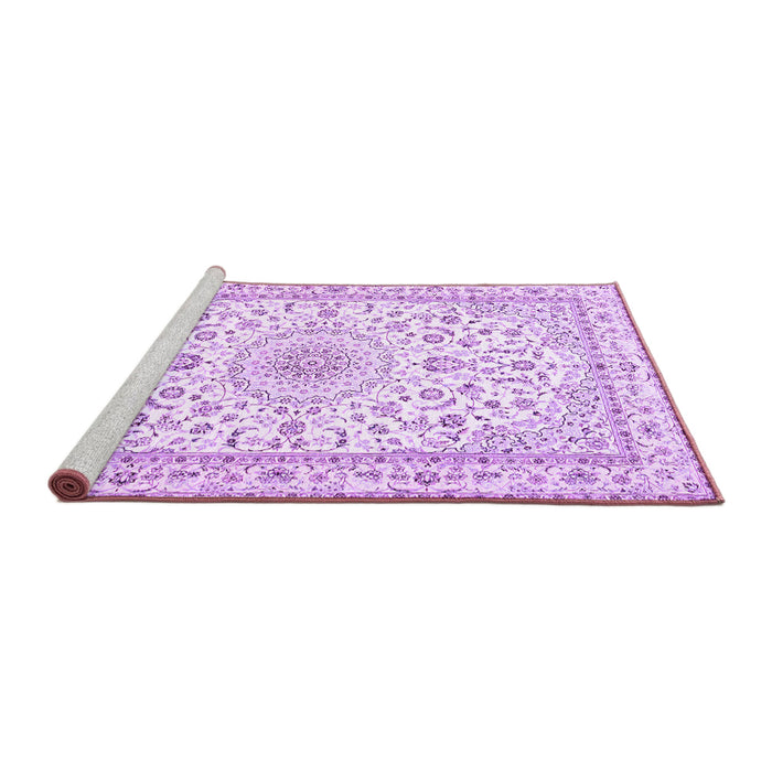 Sideview of Machine Washable Persian Purple Traditional Area Rugs, wshtr4581pur
