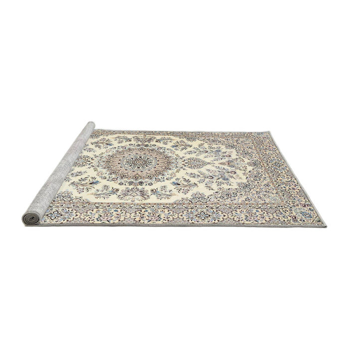 Sideview of Machine Washable Traditional Blanched Almond Beige Rug, wshtr4582