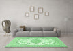 Machine Washable Persian Emerald Green Traditional Area Rugs in a Living Room,, wshtr4582emgrn