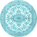 Round Persian Light Blue Traditional Rug, tr4582lblu