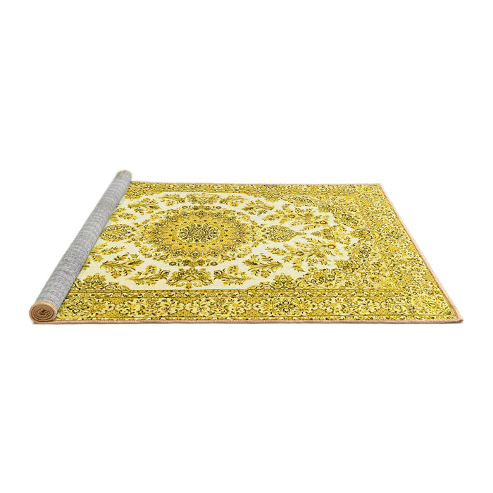 Sideview of Machine Washable Persian Yellow Traditional Rug, wshtr4582yw