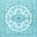 Square Machine Washable Persian Light Blue Traditional Rug, wshtr4582lblu