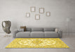 Machine Washable Persian Yellow Traditional Rug in a Living Room, wshtr4582yw