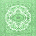 Square Machine Washable Persian Emerald Green Traditional Area Rugs, wshtr4582emgrn