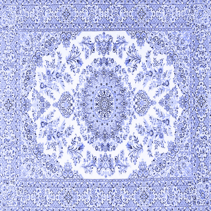 Square Machine Washable Persian Blue Traditional Rug, wshtr4582blu