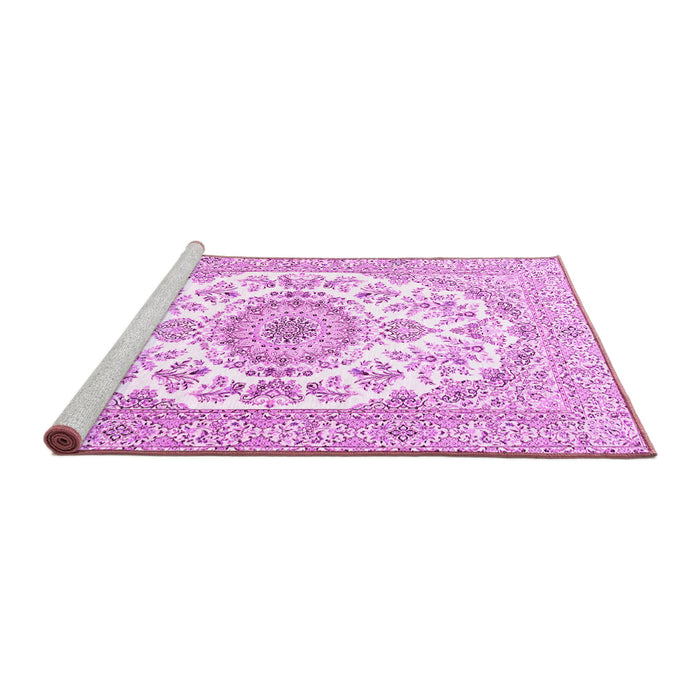 Sideview of Machine Washable Persian Pink Traditional Rug, wshtr4582pnk