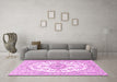 Machine Washable Persian Pink Traditional Rug in a Living Room, wshtr4582pnk