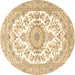 Round Persian Brown Traditional Rug, tr4582brn