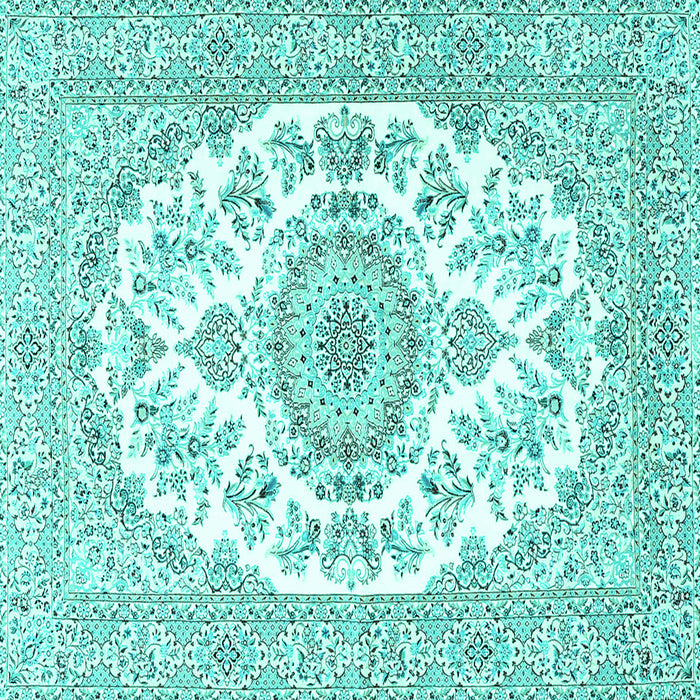Square Machine Washable Persian Turquoise Traditional Area Rugs, wshtr4582turq