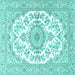 Square Machine Washable Persian Turquoise Traditional Area Rugs, wshtr4582turq