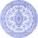 Round Machine Washable Persian Blue Traditional Rug, wshtr4582blu