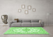 Machine Washable Persian Green Traditional Area Rugs in a Living Room,, wshtr4582grn