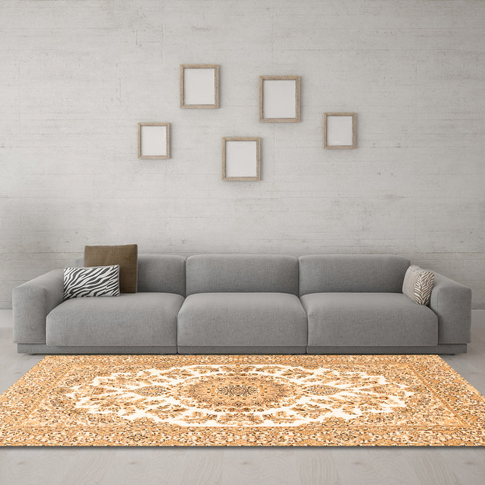 Machine Washable Persian Orange Traditional Area Rugs in a Living Room, wshtr4582org