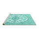 Sideview of Machine Washable Persian Turquoise Traditional Area Rugs, wshtr4582turq
