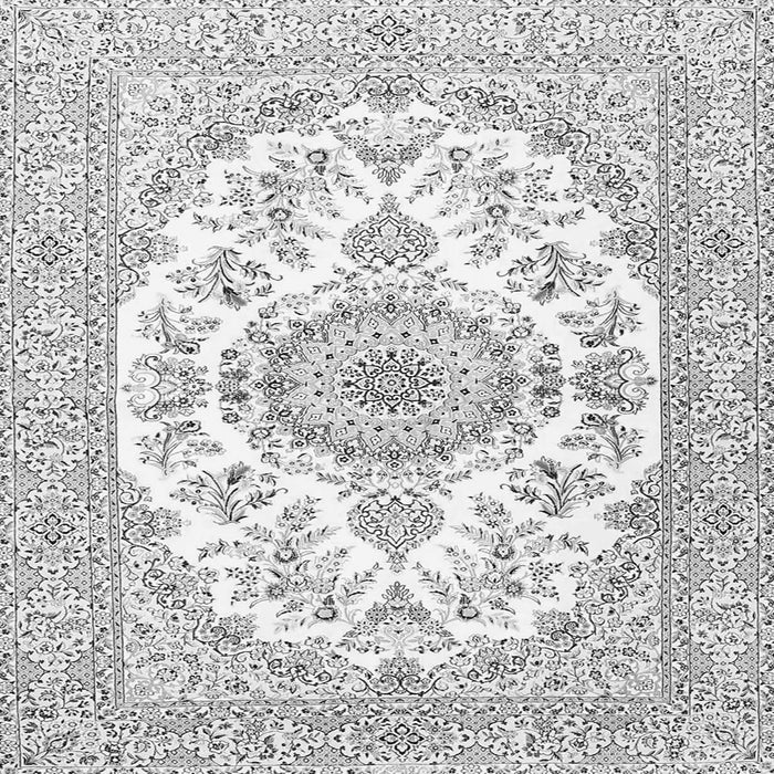 Round Machine Washable Persian Gray Traditional Rug, wshtr4582gry