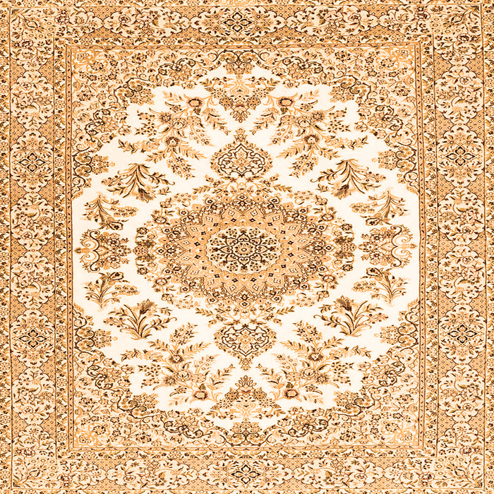 Round Machine Washable Persian Orange Traditional Area Rugs, wshtr4582org