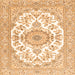 Round Machine Washable Persian Orange Traditional Area Rugs, wshtr4582org