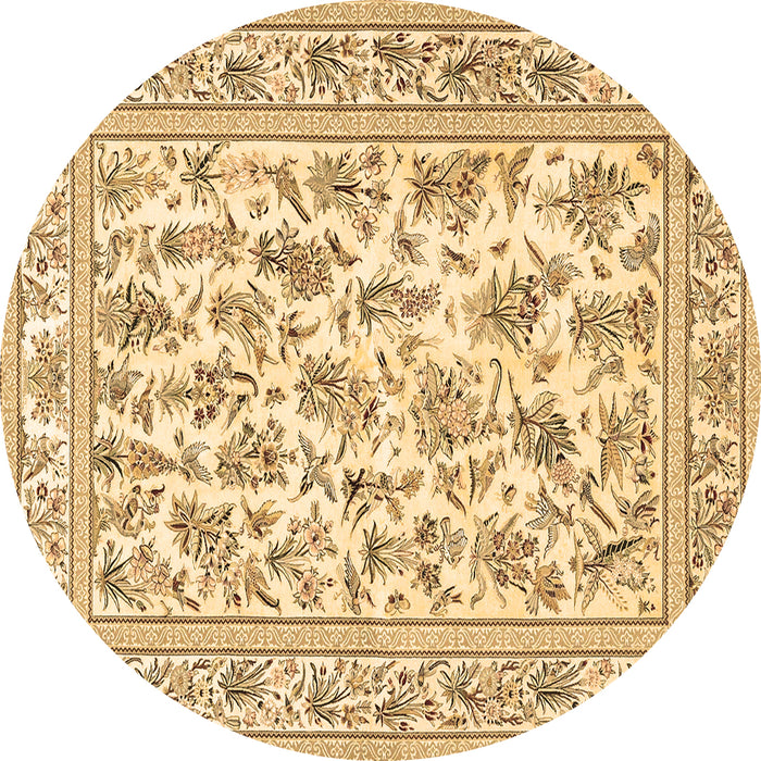 Round Persian Brown Traditional Rug, tr4583brn