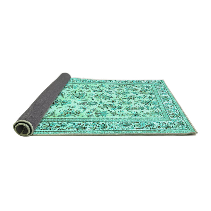 Sideview of Persian Turquoise Traditional Rug, tr4583turq