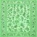 Square Machine Washable Persian Emerald Green Traditional Area Rugs, wshtr4583emgrn