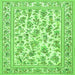 Round Machine Washable Persian Green Traditional Area Rugs, wshtr4583grn