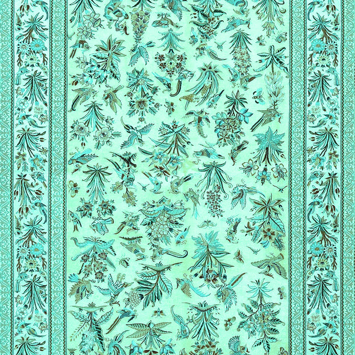 Machine Washable Persian Turquoise Traditional Area Rugs, wshtr4583turq