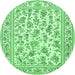 Round Persian Emerald Green Traditional Rug, tr4583emgrn