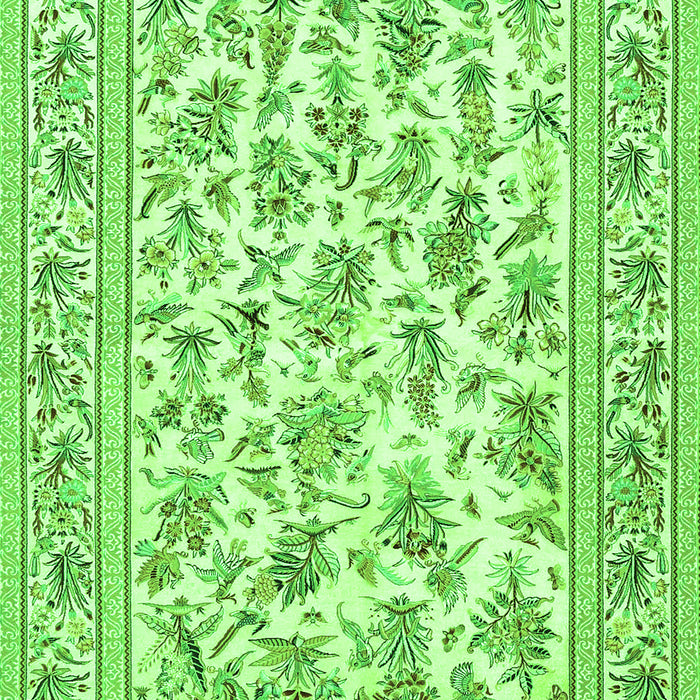 Serging Thickness of Machine Washable Persian Green Traditional Area Rugs, wshtr4583grn