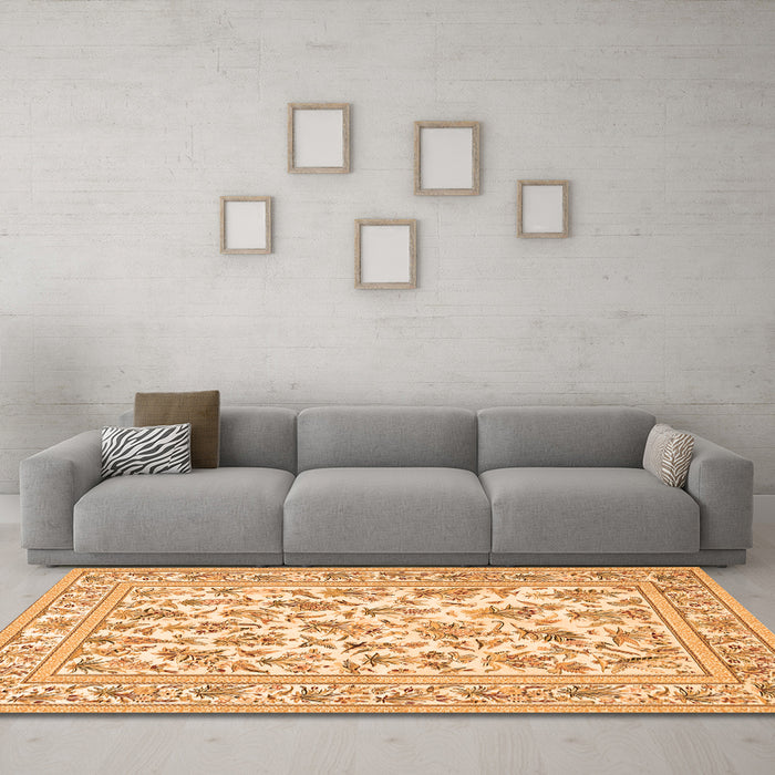 Machine Washable Persian Orange Traditional Area Rugs in a Living Room, wshtr4583org