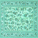 Square Persian Turquoise Traditional Rug, tr4583turq