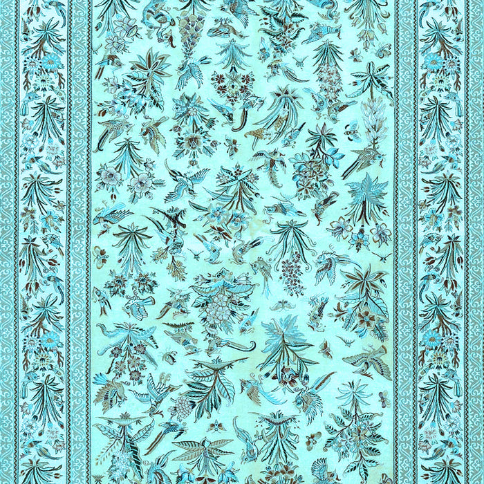 Machine Washable Persian Light Blue Traditional Rug, wshtr4583lblu