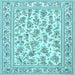 Square Machine Washable Persian Light Blue Traditional Rug, wshtr4583lblu