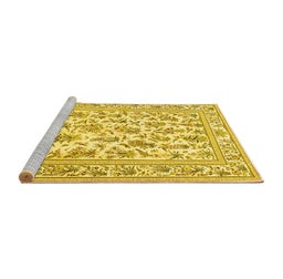 Sideview of Machine Washable Persian Yellow Traditional Rug, wshtr4583yw
