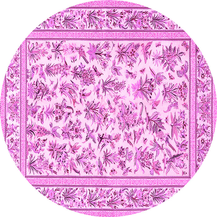 Round Persian Pink Traditional Rug, tr4583pnk