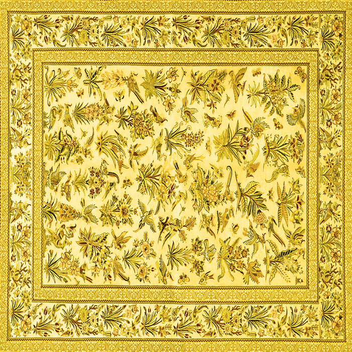 Square Persian Yellow Traditional Rug, tr4583yw