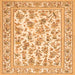 Round Machine Washable Persian Orange Traditional Area Rugs, wshtr4583org