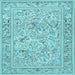 Square Animal Light Blue Traditional Rug, tr4584lblu