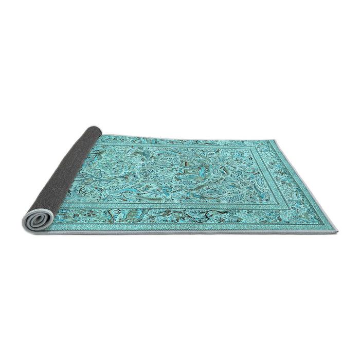 Sideview of Animal Light Blue Traditional Rug, tr4584lblu