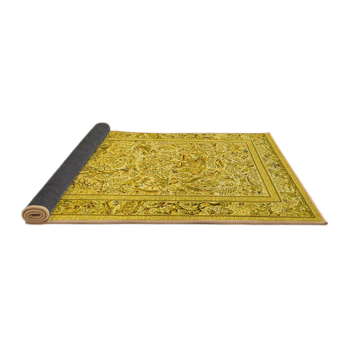Sideview of Animal Yellow Traditional Rug, tr4584yw