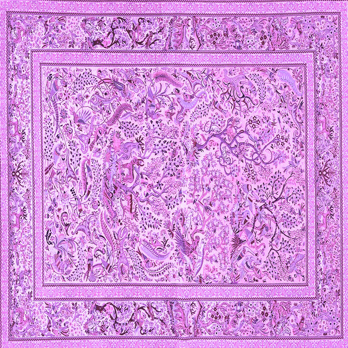 Square Machine Washable Animal Purple Traditional Area Rugs, wshtr4584pur